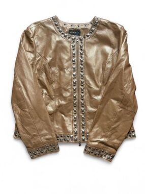 Vintage Metro Style leather jacket with studs and grommets